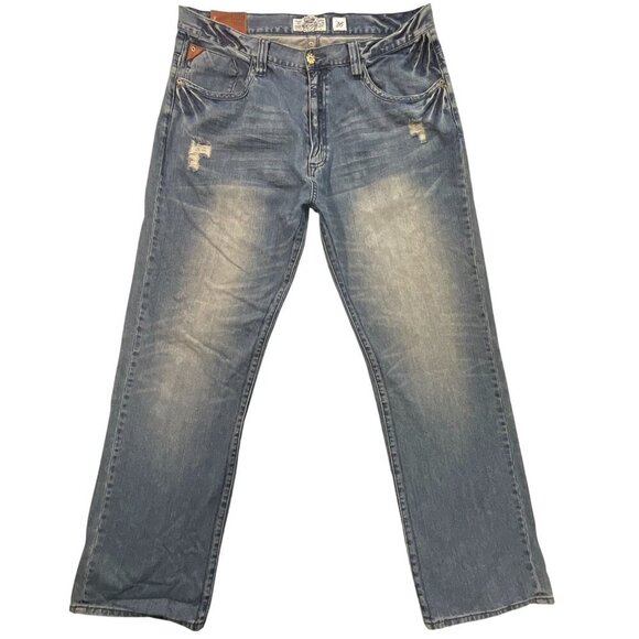 Akademiks Jeans Mens 36 True‎ Fit Y2K Distressed Embroidered Streetwear Denim - Picture 3 of 14